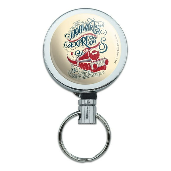 Harry Potter Hogwarts Express Heavy Duty Metal Retractable Reel ID Badge Key Card Tag Holder with Belt Clip