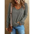 thumbnail image 2 of Chase Secret Womens Blouse Casual Long Sleeve V Neck Tops Basic Cotton Lightweight Shirts, 2 of 6