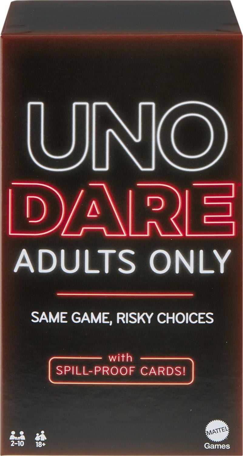 UNO Dare Adults Only Card Game, 2-10 Players, Waterproof Cards and Dice for Adult Game Night, Ages 18+