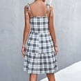 thumbnail image 5 of Womens Summer Dresses Sleeveless Tie Shoulder Strap Plaid Print Mini Dress Square Neck A-line Flowy Beach Cami Dress, 5 of 5