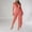 Orange, variant on Women Pants Suits, Solid Color V-Neck High Elasticity Jumpsuit Set for Casual Wear