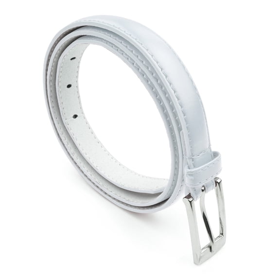 belle donne - women's leather skinny hip or waist dress belt -white-s