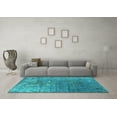 thumbnail image 3 of Ahgly Company Indoor Square Oriental Turquoise Blue Industrial Area Rugs, 5' Square, 3 of 4
