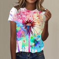 thumbnail image 2 of TSADFHJI Hauts de Vacances pour Femmes Manches en Dentelle Imprimé Col Rond Manches Courtes T-Shirt m, 2 of 5