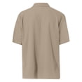 thumbnail image 5 of GiLiling Boys Button Down Shirt Cotton Short Sleeve Shirt Solid Summer Beach Shirt with Pocket (Khaki, 9-10 Years), 5 of 8
