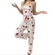 thumbnail image 3 of Pijama de Dos Piezas con Top Corto con Estampado de Corazones y Pantalones Anchos para Mujer. Ropa de Dormir para Estar en Casa. Amor Rojo XL, 3 of 9