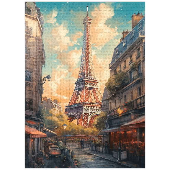 MyPuzzle - Eiffel Tower At Sunset In Paris - Premium 1000 Piece Jigsaw Puzzle for Adults