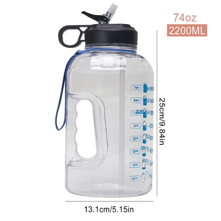 2.2L Half-Gallon Water Bottle – BPA-Free, Leakproof, With Straw & Handle For Gym, Travel, Camping