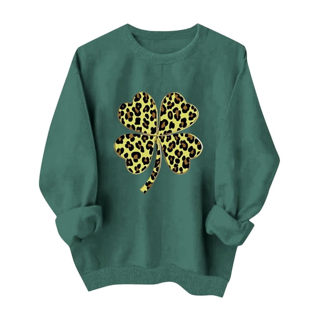 Tops de Cuello Redondo para las Mujeres Día de San Patricio Impreso Manga Larga Suéter Suéter Acogedor Invierno, Suéteres de Invierno para las Mujeres