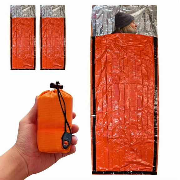 Emergency Survival Sleeping Bag Portable Thermal Reflective Blanket for Camping Hiking Waterproof Windproof Mylar Space Blanket for Outdoor Adventures First Aid Survival Gear