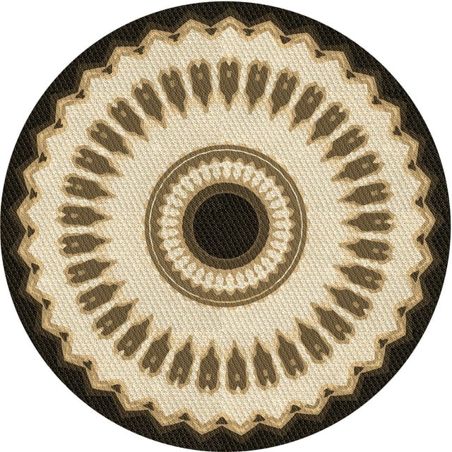 Ahgly Company Machine Washable Indoor Round Transitional Chocolate Brown Area Rugs, 8' Round