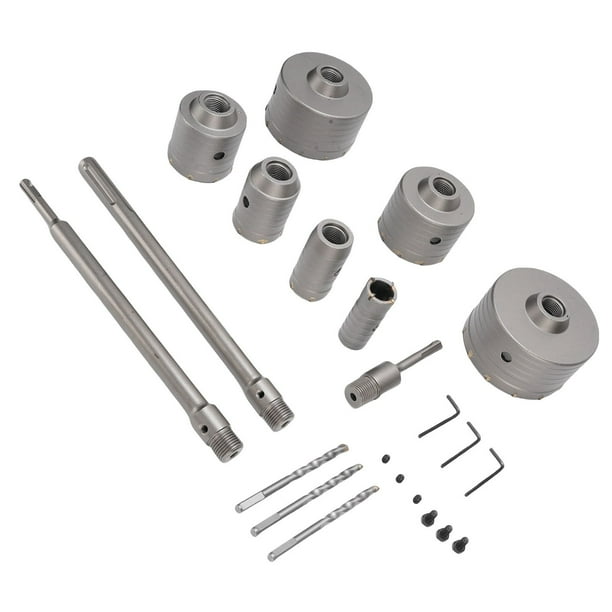 Kit de Abierro de Orificio, Sierra de Hormigón Sierra de Perforación de 50 mm 30-110 mm 300 mm de 110 mm Varilla Alta Dureza Para Martillo Eléctrico Para La Pared De Cemento