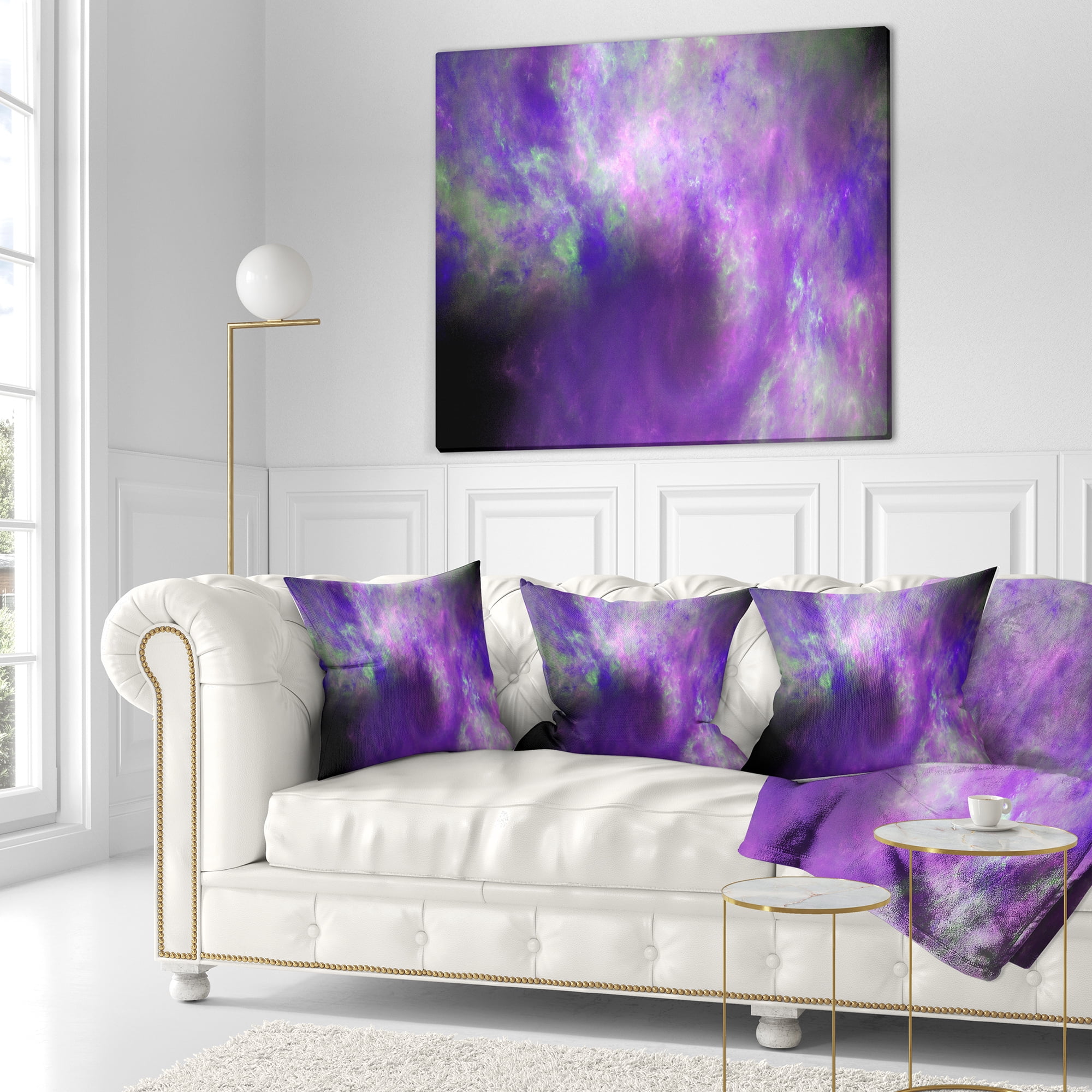 Designart Perfect Light Purple Starry Sky - Abstract Throw Pillow - 16x16