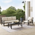 thumbnail image 2 of Crosley Furniture Kaplan 3 Piece Metal Outdoor Sofa Set in Oatmeal, 2 of 18