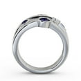 thumbnail image 3 of 0.89 Ct Stunning Round Cut Natural Blue Sapphire Diamond Eternity Band for Wedding 14K White Gold Size 4, 3 of 7