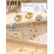 thumbnail image 3 of LOLIAS Set de 15 pares de aretes planos con baño de oro de 14K, 3 of 9