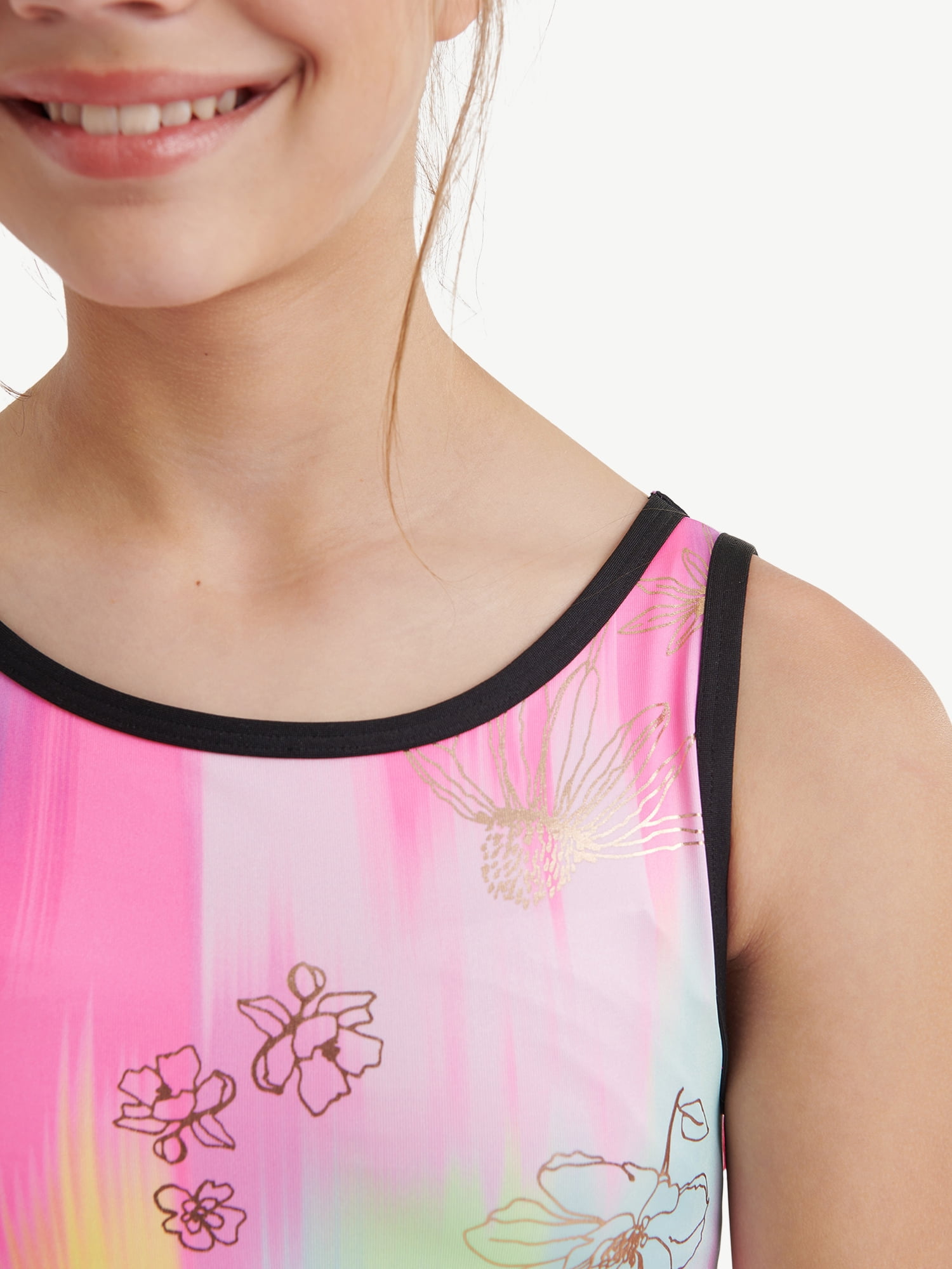 Justice Twist Back Gymnastics Biketard for Girls with Scrunchie, Sizes XS-XL