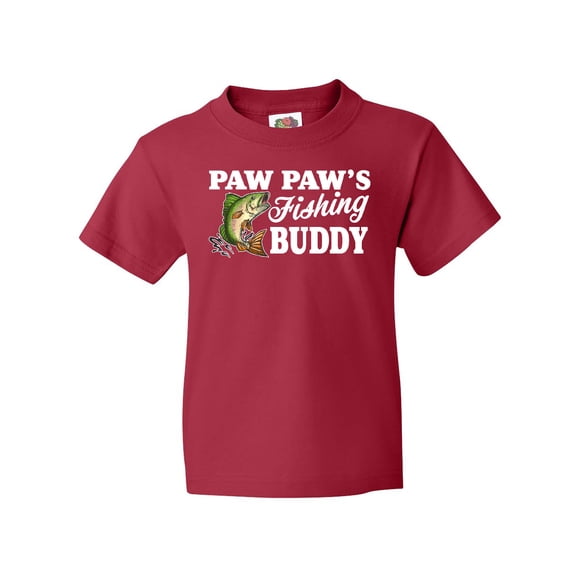 Inktastic Paw Paw's Fishing Buddy with White Text Youth T-Shirt