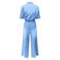thumbnail image 4 of sususu Womens Jumpsuit V Neck Denim Fabric Belted High Waist Playsuit Casual One Piece Outfits Wide Leg Romper with Pockets ,BU2,XXL, 4 of 5
