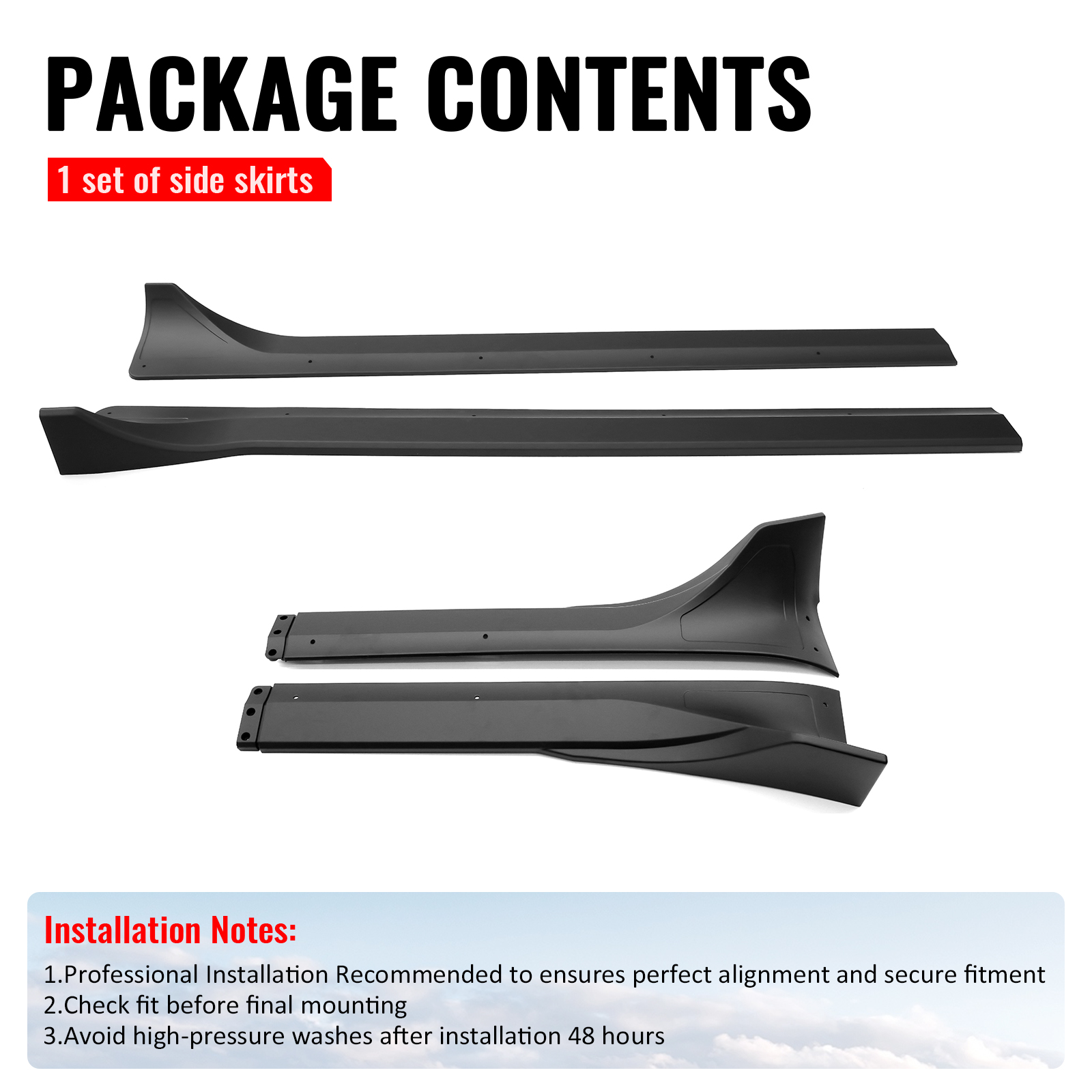 Ikon Motorsports Side Skirts Extension, Compatible with 2025-2026 Tesla Model Y Juniper, IKON Style ABS Plastic Matte Black Rocker Panel Splitter Side Underbody Spoiler 2PC