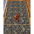 thumbnail image 2 of Black Floral Stair Treads for Wooden Steps Indoor Runner Rug Carpet, Boho Botanical Vintage Paisley Flower 4 Pieces Peel and Stick Staircase Step Treads Covers Washable Throw Door Mats, 30"x8", 2 of 6