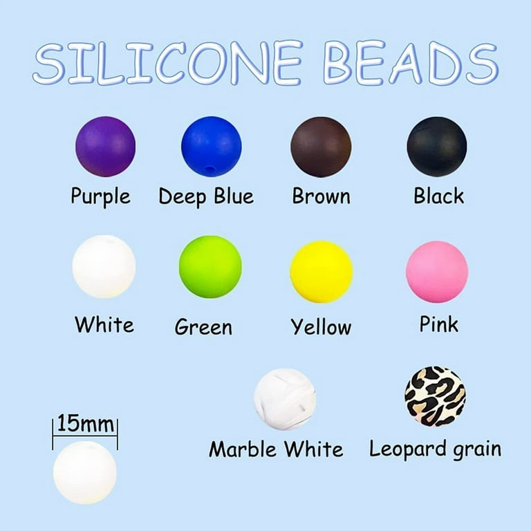 100Pcs 15mm Silicone Beads Multicolor Round Silicone Beads Kit Loose Bulk  Silicone Beads for Keychain Making Necklace Bracelet Crafts, Mixed Color