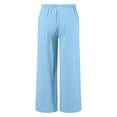thumbnail image 5 of SGFCWSX Boys Girls Casual Linen Pants Elastic Waist Cropped Straight Leg with Pockets Lightweight Summer Wear for Teens Blue Size 14, 5 of 7