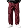 thumbnail image 3 of DYTTDG Men’s Drawstring Cargo Pants, Elastic Waist Full Length Straight Leg Trousers with Multi Pockets, Solid Color Casual Wear for Daily Walking & Outdoor, 3 of 8