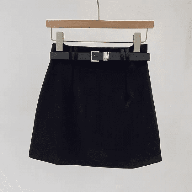 Primavera 2024 Nuevo estilo Falda de traje negro Moda coreana para mujer Vestido mini de cintura alta adelgazante Largo de manga a medida