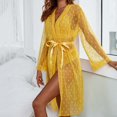 thumbnail image 4 of IMENGL Pajamas for Women Nightgowns & Sleepshirts Four Piece Underwear Bra Underwear Suit Soft Robes Women's Sleepwear,Yellow, 4 of 9