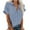 Sky Blue, variant on Womens Button Down Shirts Pocket Cap Sleeve Solid Color Tops