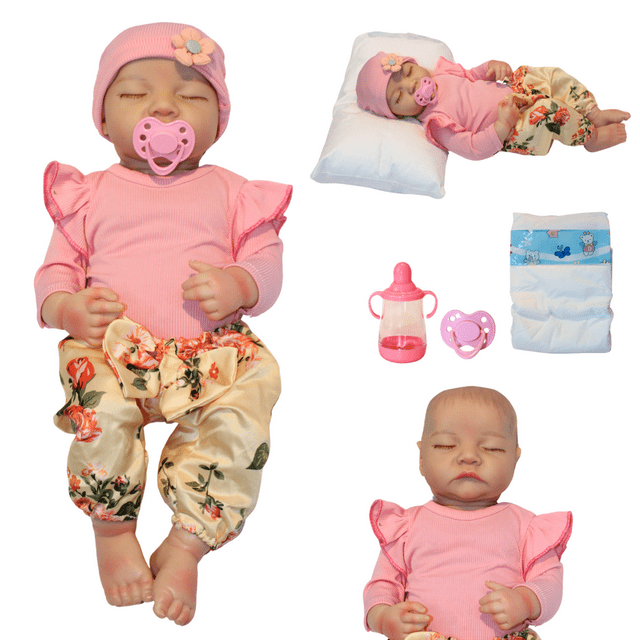 Muñeca Reborn María 48cm | Silicona Suave | Durmiente Realista | Pintada a Mano y Set de Cuidado Ese