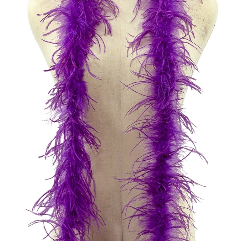 EUBUY 2 Meters Natural Ostrich Feather Boa Fluffy Costumes Accessories Trim  Shawl Plume Scarf for Party Wedding Decorations Purple 