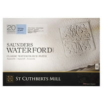 St Cuthberts Saunders Waterford Watercolor Block, Cold Pressed, White, 140lb/300gsm, 20 Sheet, 20x14 inch, 1 Count