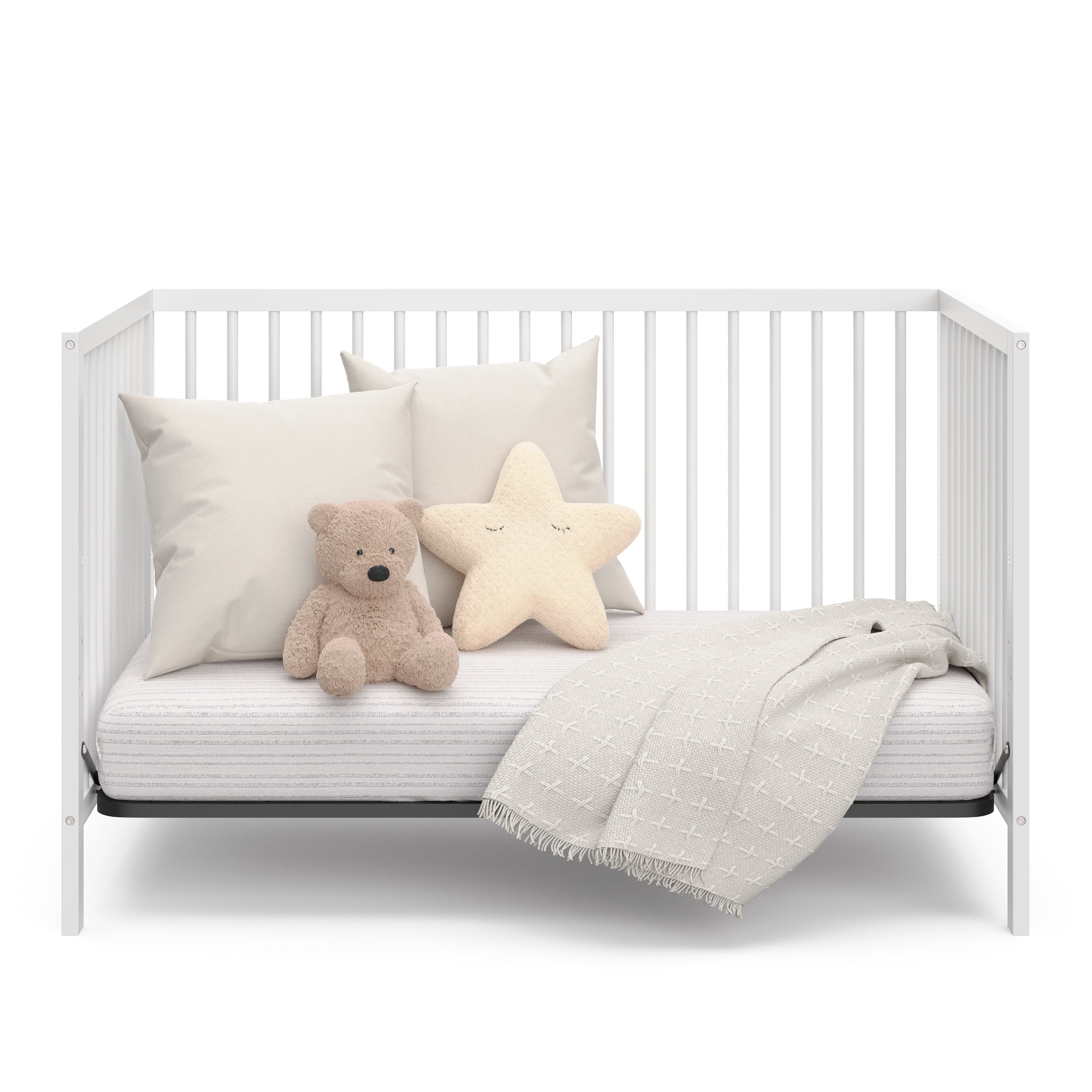 Graco Teddi 5-in-1 Convertible Baby Crib, White with Driftwood