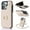 Apricot, variant on Designed for iPhone 12 Pro / iPhone 12 6.1" Case Wallet with Card Holder for Women Girls, Crossbody Case with Lanyard Strap, Protective PU Leather Purse Case with Ring Holder Stand - Black