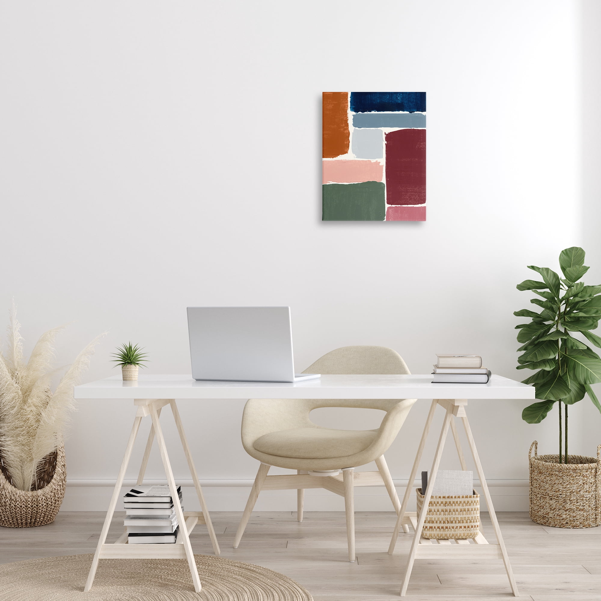 Stupell Industries Asymmetrical Shapes Pattern Abstract Painting Gallery Wrapped Canvas Art Print Wall Art, 16 x 20