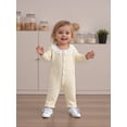 thumbnail image 4 of Spewahor Infant Baby Girls Fall Romper 0 3 6 9 12 18 Months Lace Ruffled Round Neck Long Sleeve Button Down Full Length Waffled Jumpsuit, 4 of 9