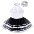 thumbnail image 5 of iixpin Girls Sparkle Hip Hop Jazz Dance Performance Outfits Ballet Dance Dress Tutu Skirted Leotard 4-16 Years Silver 6, 5 of 6
