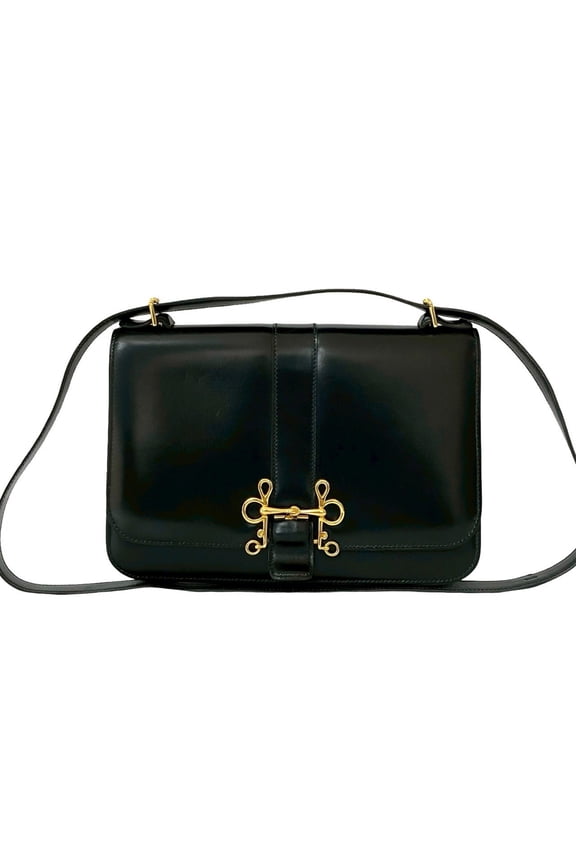 Pre-Owned K engraved HERMES Sologne Box Calf Leather Semi-Shoulder Bag Pochette... (Good)