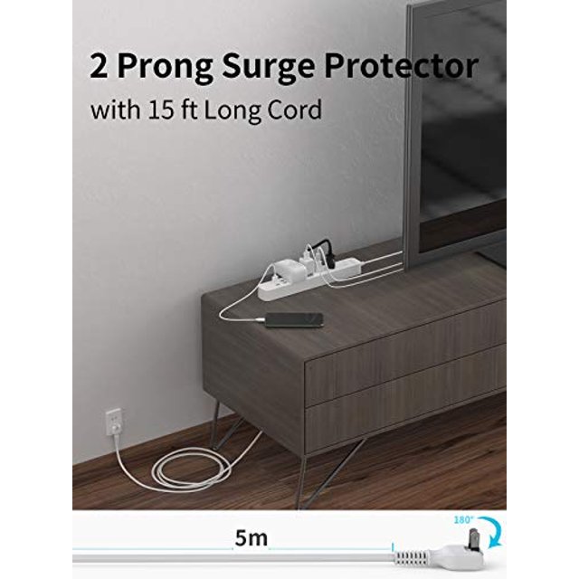 Protector contra sobretensiones de 2 clavijas con cable de extensión d