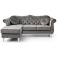 thumbnail image 2 of Passion Furniture Hollywood 81 in. Dark Gray Velvet Chesterfield Sectional Sofa with 2-Throw Pillow, 2 of 3
