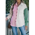 thumbnail image 2 of ABPHQTO Camisa de mujer color block con botones y bolsillo rosa, 2 of 5