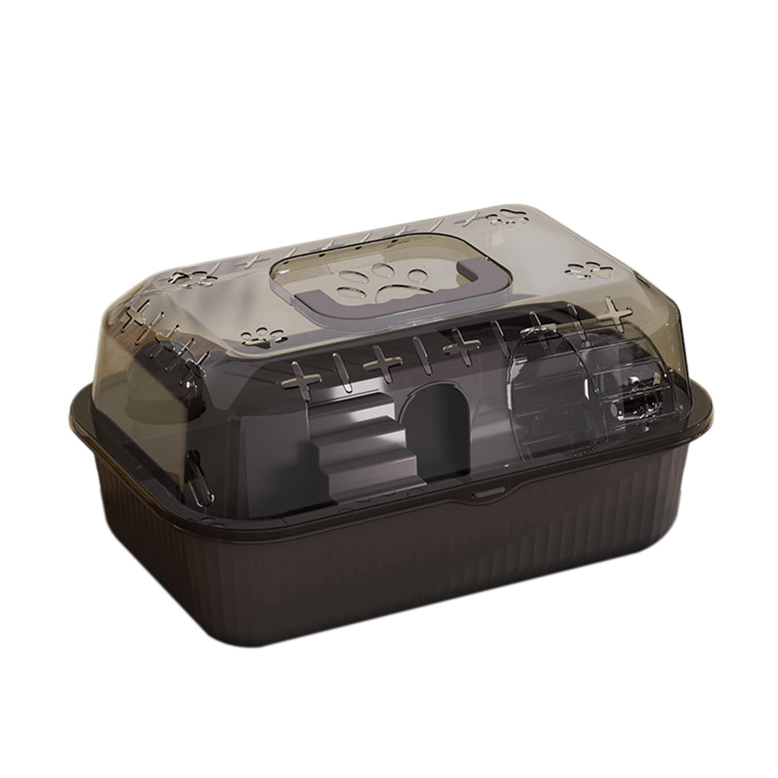 balikha Travel Transparent Hamster House Hamster Carry Case Cage Ventilation Portable Hamster Cage for Guinea Pigs Rats Small Animals Black