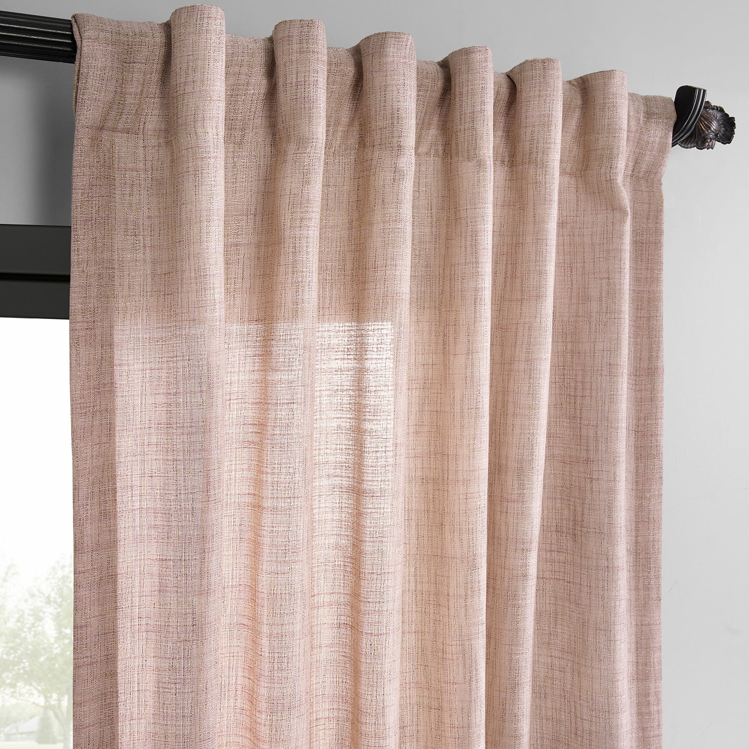 Half Price Drapes Pink Raw Linen Weave Light Filtering Curtains for Bedroom (2 Panel), 50W X 108L