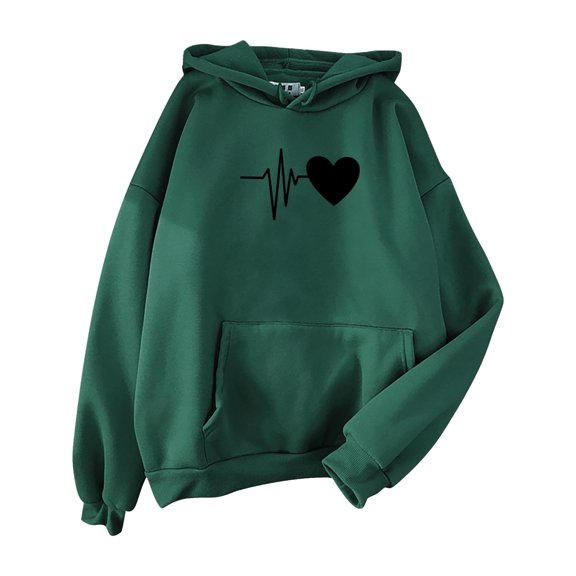 Gkeoshab Sweatshirt Women's Cute Heart Love Print Pullover Hoodie - Long Sleeve Soft Fleece Sweatshirt for Casual Everyday Wear and Gift Ideas JN L