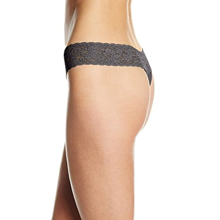 Hanky Panky Signature Lace Low Rise Stretch Thong, Granite, One