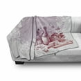 thumbnail image 3 of Wine Soft Flannel Fleece Blanket, Grunge Abstract Frame Bunch of Grapes Leaves Country Drinks Food Picnic Concept, Cozy Plush for Indoor and Outdoor Use, 70" x 90", Lilac and White, by Ambesonne, 3 of 6