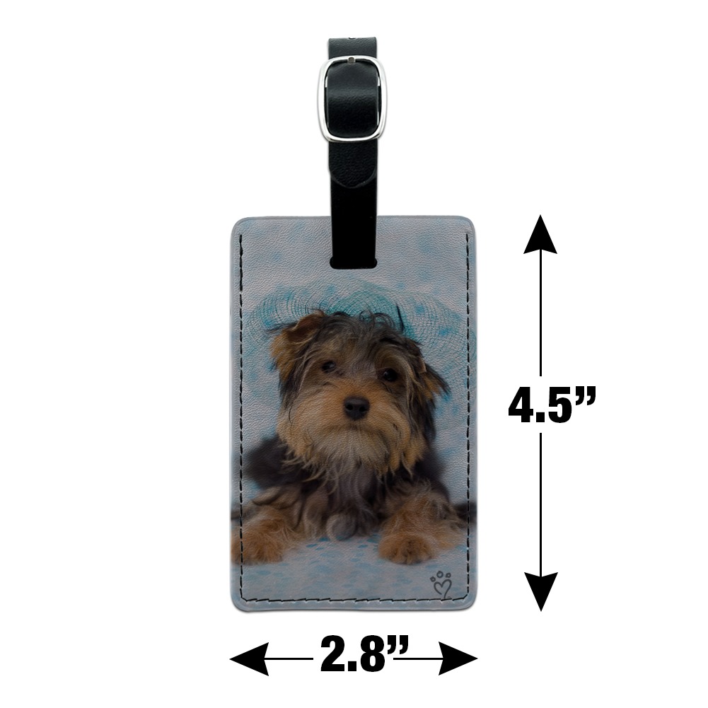 Yorkie Yorkshire Terrier Dog Resting With Blue Hat Rectangle Leather Luggage Card Suitcase Carry-On ID Tag - image 5 of 8