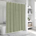 thumbnail image 5 of Sage Green Striped Shower Curtain Set - 48" x 72" Washable Bathtub Curtain with 12 Hooks, Farmhouse Linen Texture Line Stripes Waterproof Fabric Stall Shower Curtains for Bathroom/Bathtub Décor, 5 of 8